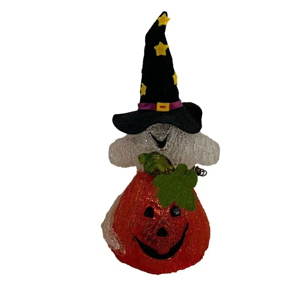 Halloween Ghost Pumpkin Light Up Melted Plastic Beads Felt Hat